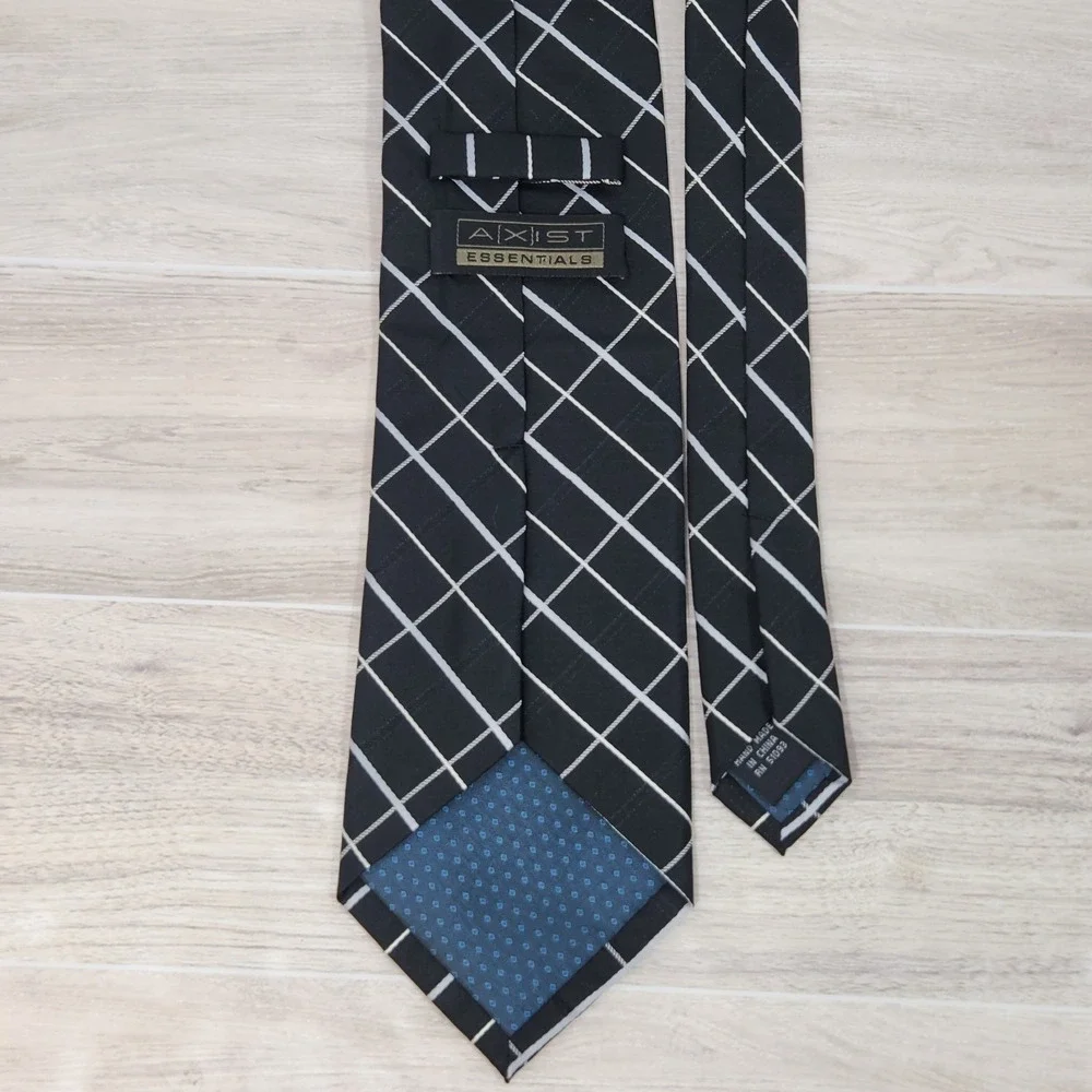 Axist Essentials Mens Black Tie Event Geometric Silk Necktie 58